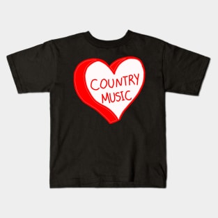 Country Music Red Love Heart Kids T-Shirt